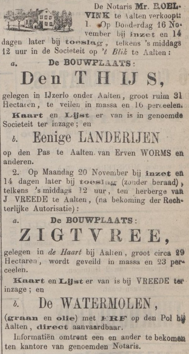 Thijs, Zigtvree, &amp; Watermill – Zutphensche Courant, 11 November 1876