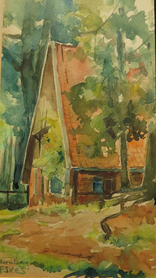 Boerderij Eskes, geschilderd door Piet te Lintum