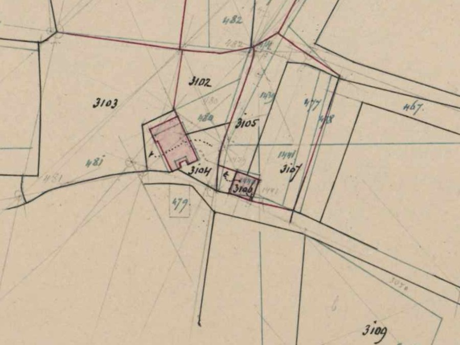 Welinkweg 11, Dale (Lammers) - Fragment kadastrale kaart, 1880