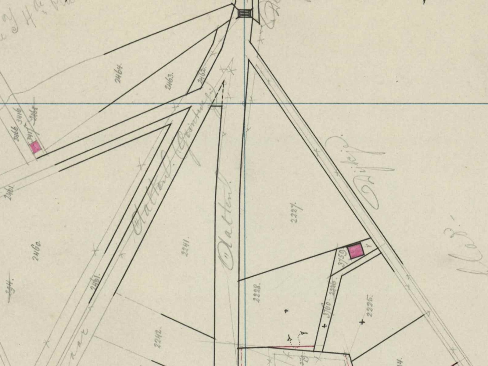 Bodendijk, Aalten - Fragment kadastrale kaart, 1885