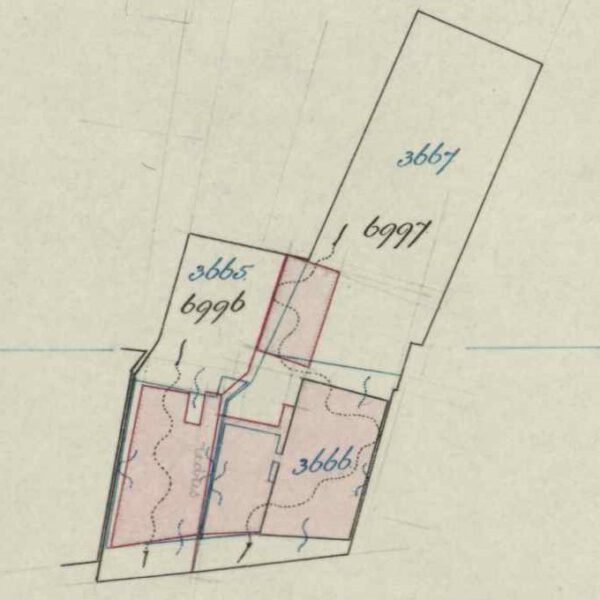 Bredevoortsestraatweg 1-5, Aalten - Fragment kadastrale kaart, 1939