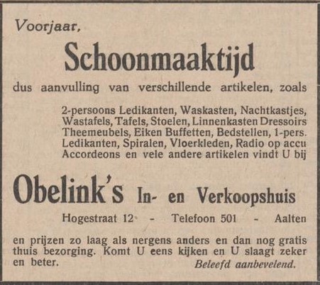 Hogestraat 12, Aalten (Obelink) - Aaltensche Courant, 24-03-1950