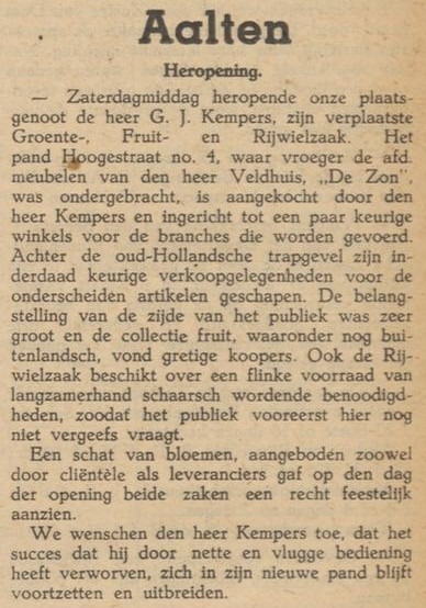 Hogestraat 4, Aalten (Kempers) - Aaltensche Courant, 29-04-1941