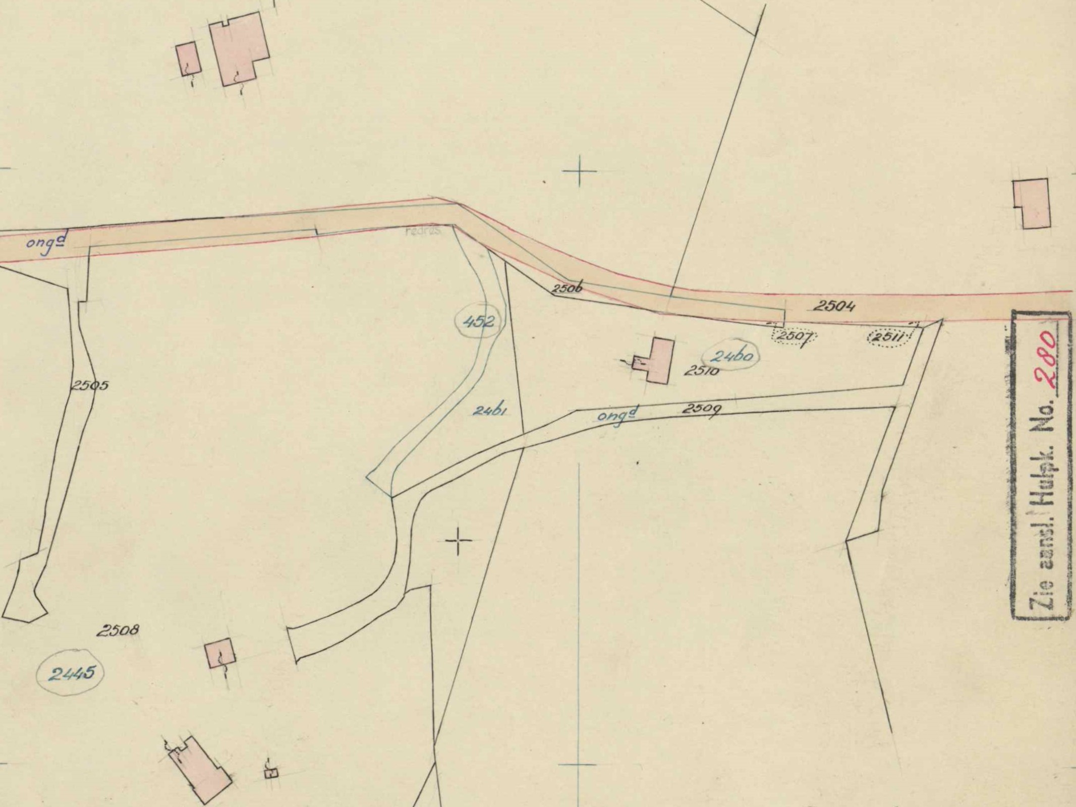 Hondorpweg 4, Heurne (Klein Kortbeek) - Fragment kadastrale kaart, 1957