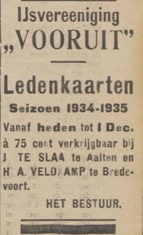 IJsvereeniging "Vooruit" 1934-1935
