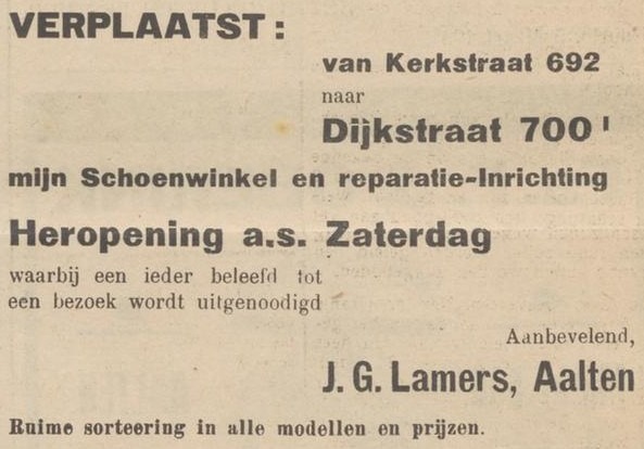 Kerkstraat-Dijkstraat, Aalten (Lamers) - De Graafschapper, 16-03-1934