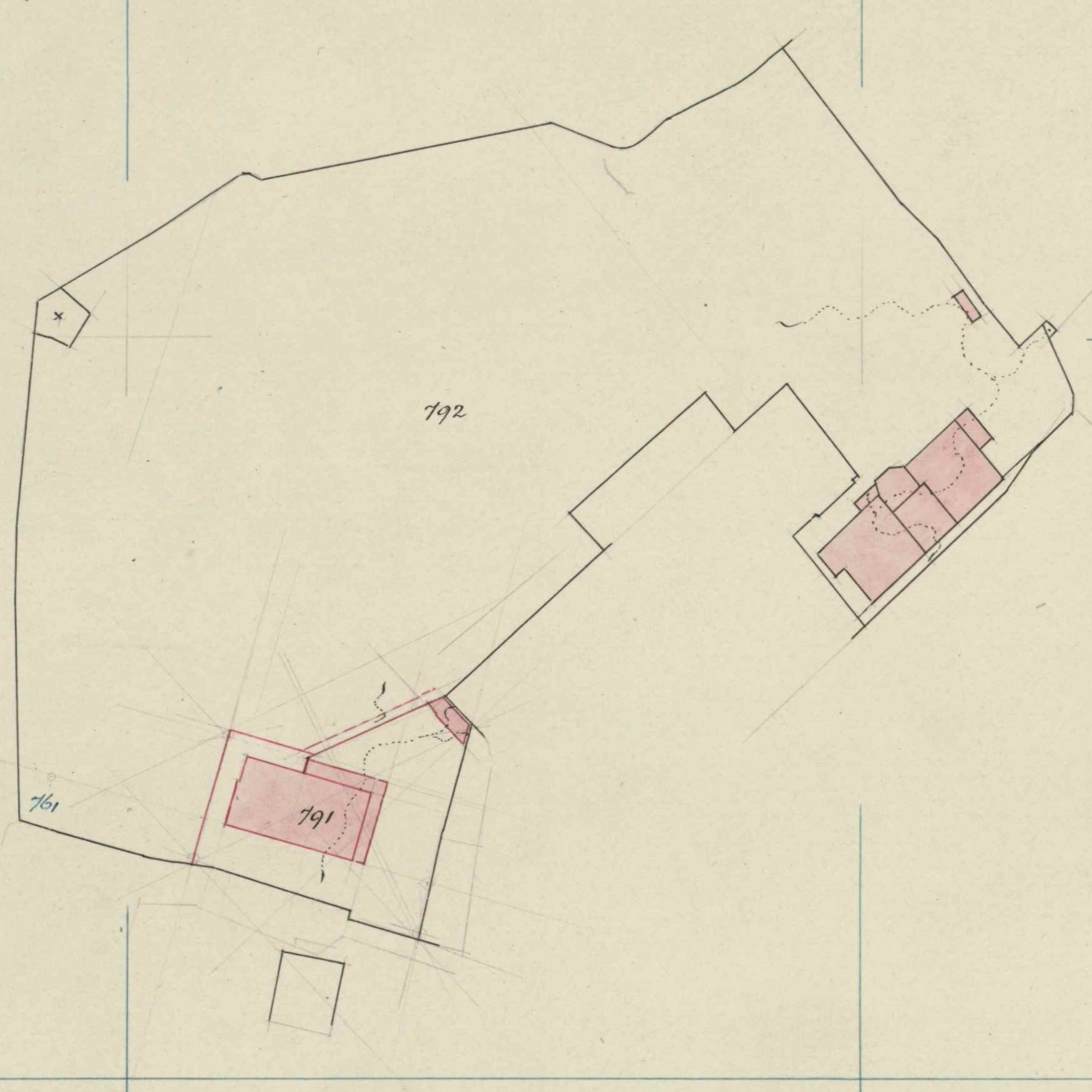 Landstraat 1, Bredevoort (Sint Joannesschool) - Fragment kadastrale kaart, 1909