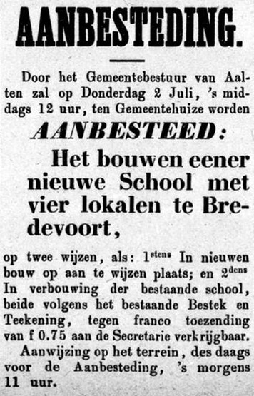 School Bredevoort - Graafschapbode, 24-06-1885