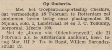Terug uit Indië - Aaltensche Courant, 03-02-1950