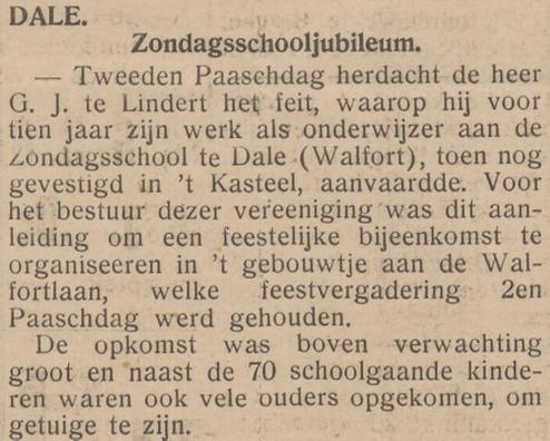 Sunday school Dale anniversary – De Graafschapper, 2 April 1937