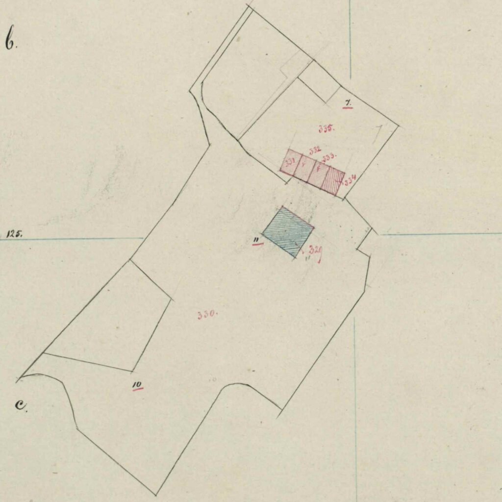 't Zand 25, Bredevoort (school) - Fragment kadastrale kaart, 1863