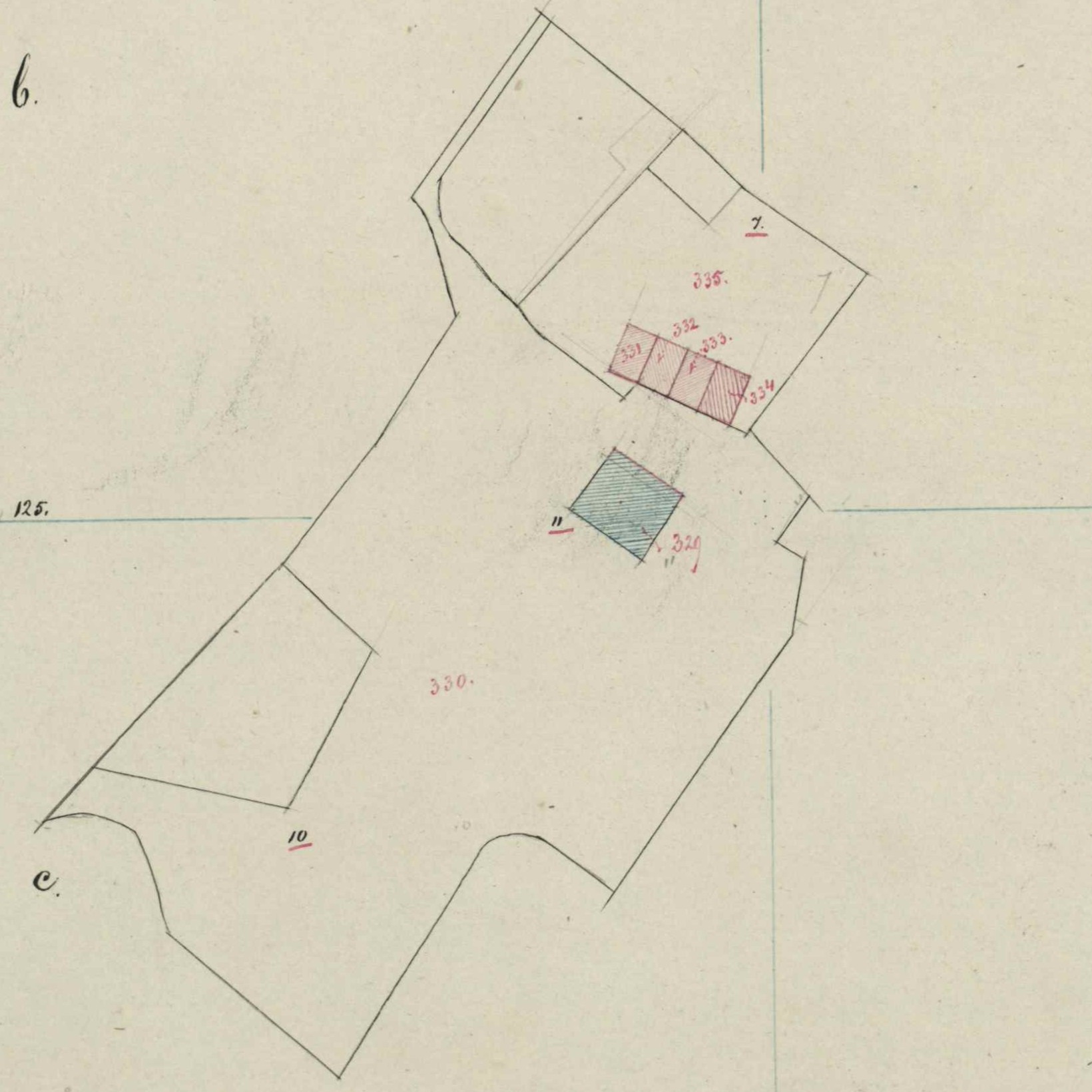 't Zand 25, Bredevoort (school) - Fragment kadastrale kaart, 1863