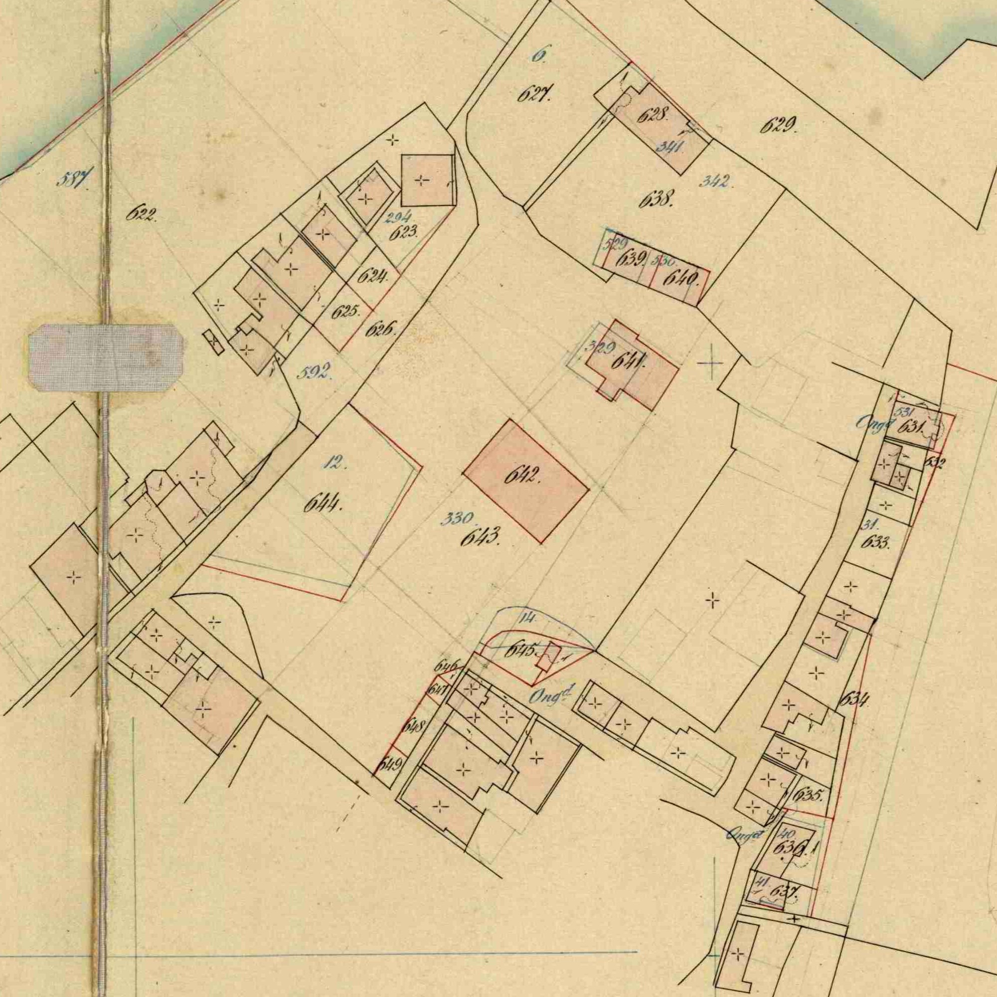 't Zand 25, Bredevoort (school) - Fragment kadastrale kaart, 1888