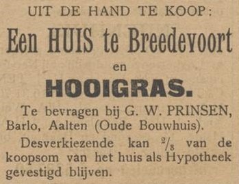 Oude Bouwhuis, 't Klooster - Aaltensche Courant, 09-06-1906