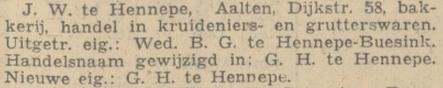 Bakkerij Te Hennepe, Dijkstraat, Aalten - Arnhemsche Courant, 03-06-1935