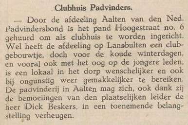 Clubhuis padvinders Aalten, - Aaltensche Courant, 29-10-1937