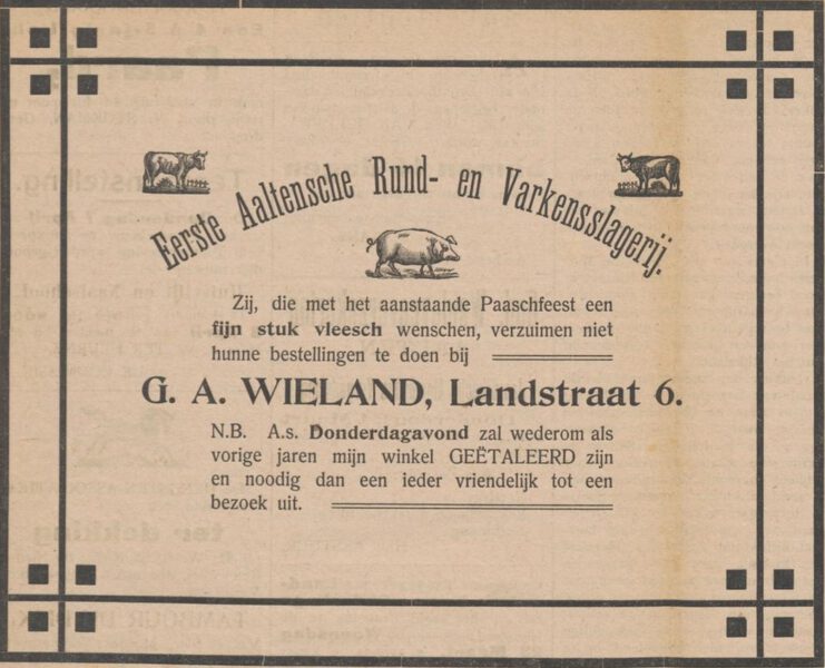 Landstraat 6, Aalten (Wieland, slager) - Aaltensche Courant, 23-03-1910