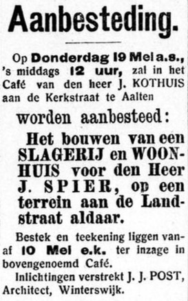 Landstraat 8, Aalten (Slagerij Spier) - Graafschapbode, 11-05-1904