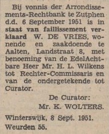 Landstraat 8, Aalten - Zutphense Courant, 11-09-1951