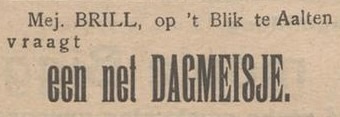 Dagmeisje, Brill - Aaltensche Courant, 29-04-1911