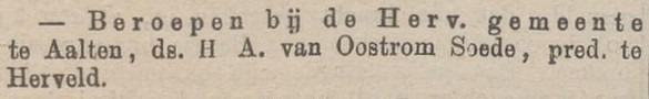 Ds. Van Oostrom Soede, Aalten - Zutphensche Courant, 09-03-1882