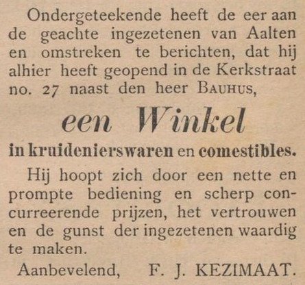 Kerkstraat 27, Aalten - Aaltensche Courant, 01-07-1899