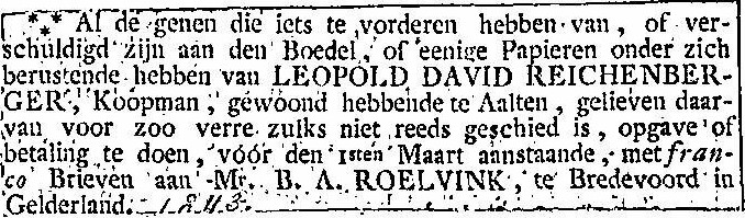 Leopold David Reichenberger, Aalten 1843