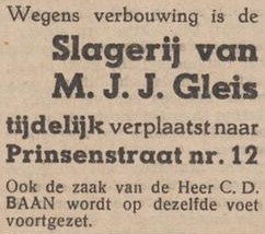 Prinsenstraat 10-12, Aalten (Gleis-Baan) - Aaltensche Courant, 21-03-1950