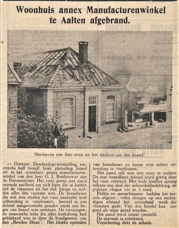 Prinsenstraat, Aalten (Brand G.J. Brethouwer) - 05-08-1938
