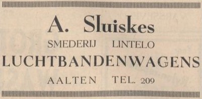 Smederij Sluiskes, Lintelo - Nieuwe Winterswijksche Courant, 29-06-1951