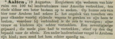 Nieuwe Rotterdamsche Courant, 19 August 1854 - Post-emigration follow-up