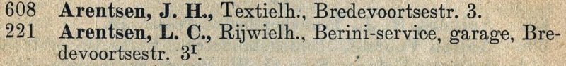 Arentsen, Bredevoortsestraatweg 3 - Telefoongids Aalten 1958