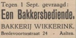 Bredevoortsestraatweg 24, Aalten (Bakkerij Wikkerink) - Aaltensche Courant, 17-06-1949