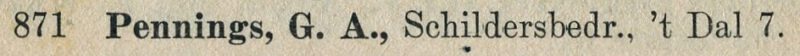 Pennings, 't Dal 7 - Telefoongids 1958