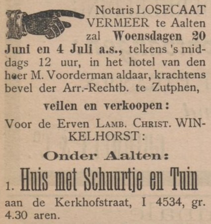 Varsseveldsestraatweg 14, Aalten (Winkelhorst) - Aaltensche Courant, 16-06-1900