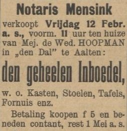 't Dal 4, Aalten (Hoopman) - Aaltensche Courant, 09-02-1926