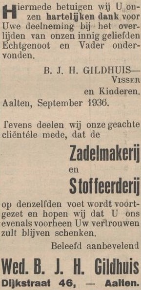 Dijkstraat 46, Aalten (Gildhuis) - De Graafschapper, 18-09-1936