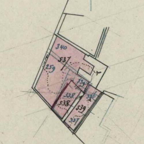 Markt 7, Bredevoort - Fragment kadastrale kaart, 1882