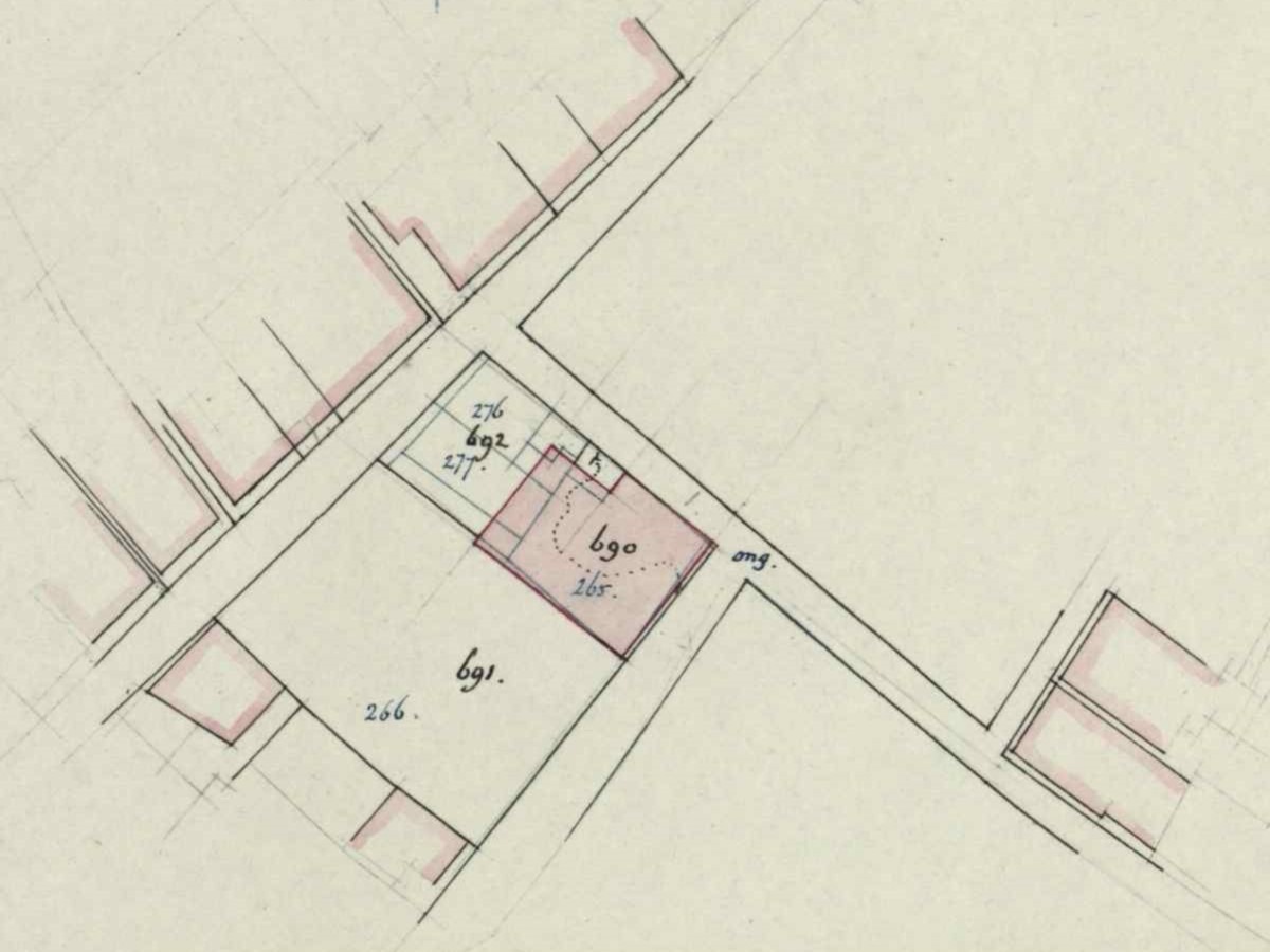 NH pastorie, Bredevoort - Fragment kadastrale kaart, 1894