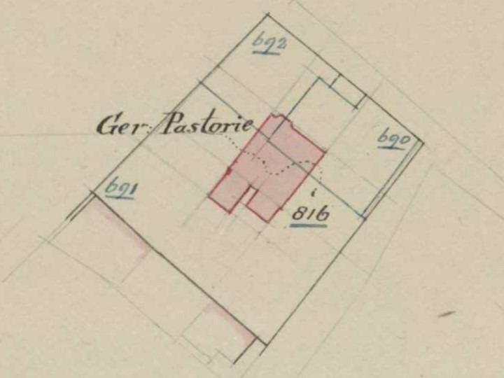 NH pastorie, Bredevoort - Fragment kadastrale kaart, 1915