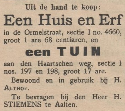 Ormelstraat 16, Aalten - Aaltensche Courant, 29-03-1911