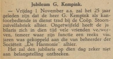 Sociëteit Aalten, G. Kempink - Aaltensche Courant, 29-10-1940