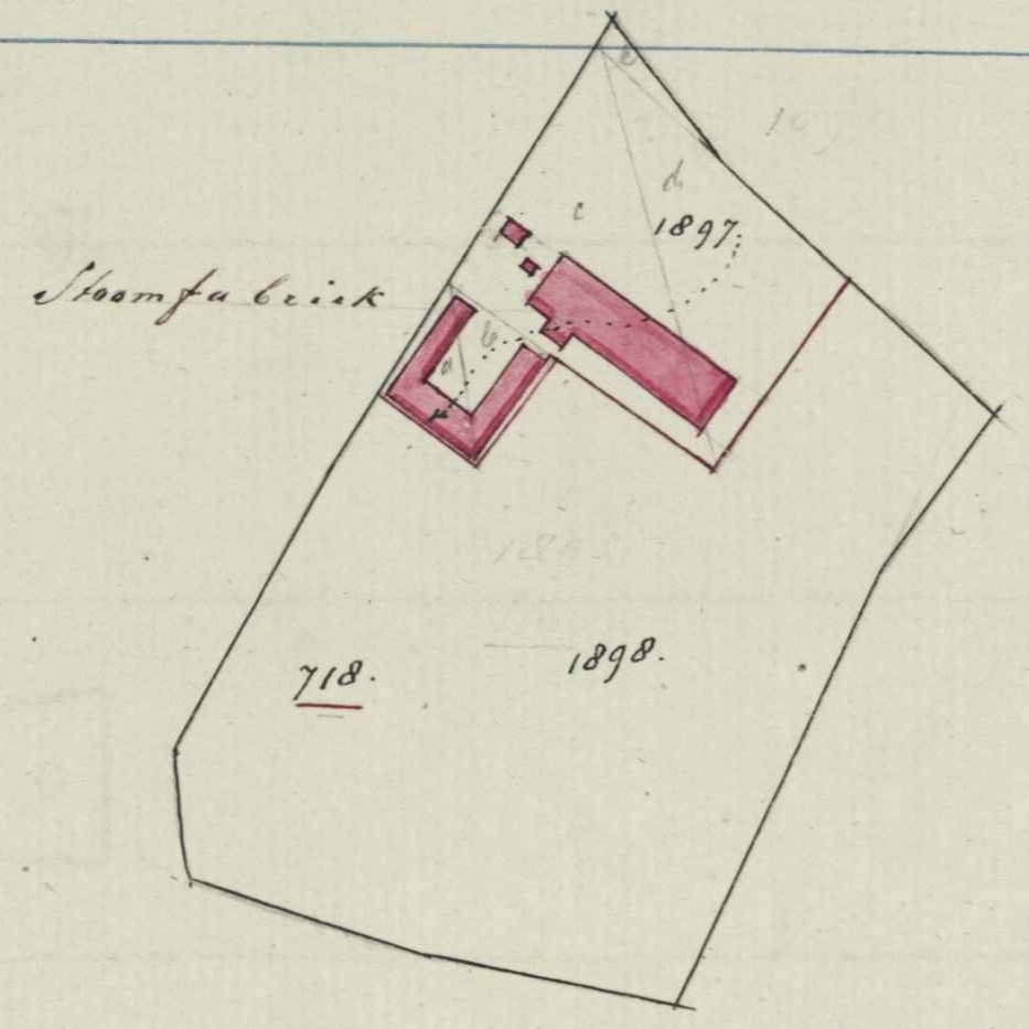 Stoomfabriek Heinrich Driessen (Harberskamp) - Fragment kadastrale kaart, 1853