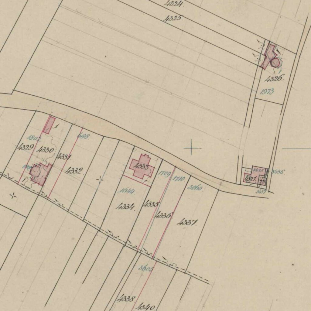 Varsseveldsestraatweg, Aalten - Fragment kadastrale kaart, 1889