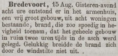 Almshouse Bredevoort burned down – De Tijd, 18-08-1879