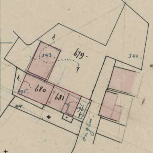 Hozenstraat 26-28, Bredevoort - Fragment kadastrale kaart, 1891