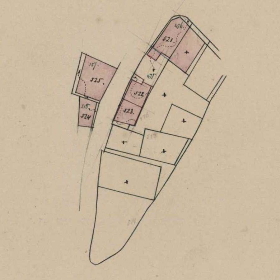 Koppelstraat, Bredevoort - Fragment kadastrale kaart (1881)