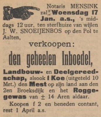 Bonifaciusstraat, Aalten - Aaltensche Courant, 17-01-1912