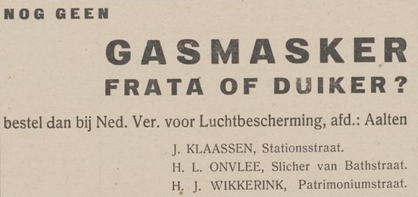 Gas mas, Aalten – De Graafschapper, 28 March 1941
