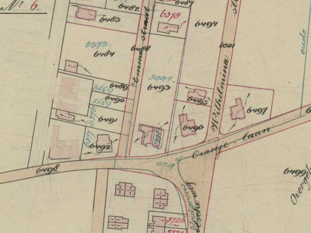 Haartsestraat 35-37, Aalten - Fragment kadastrale kaart, 1934